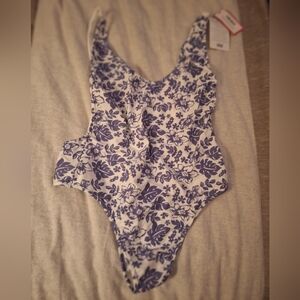 Elegant Blue Floral Women's One Piece Swimsuit